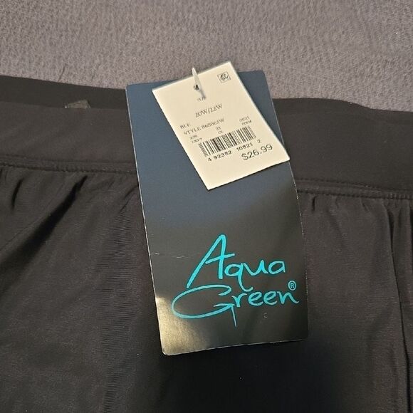 Aqua Green Black Plus Size Swim Skirt - Picture 3 of 5
